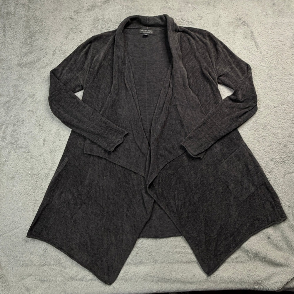 Barefoot Dreams CozyChic Ultra Lite Draped Cardigan Charcoal Gray 924 S/M